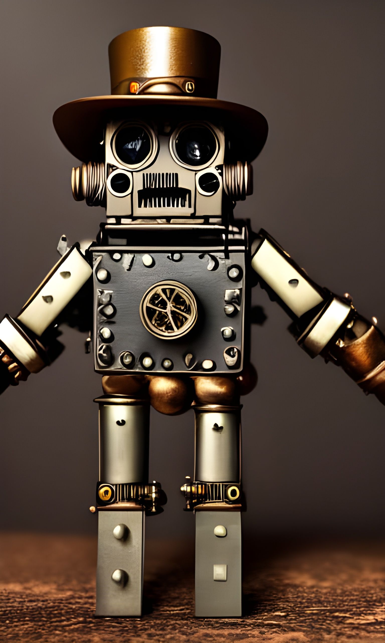 Steampunk Clockwork Robot: Intricate Details, Sharp Focus