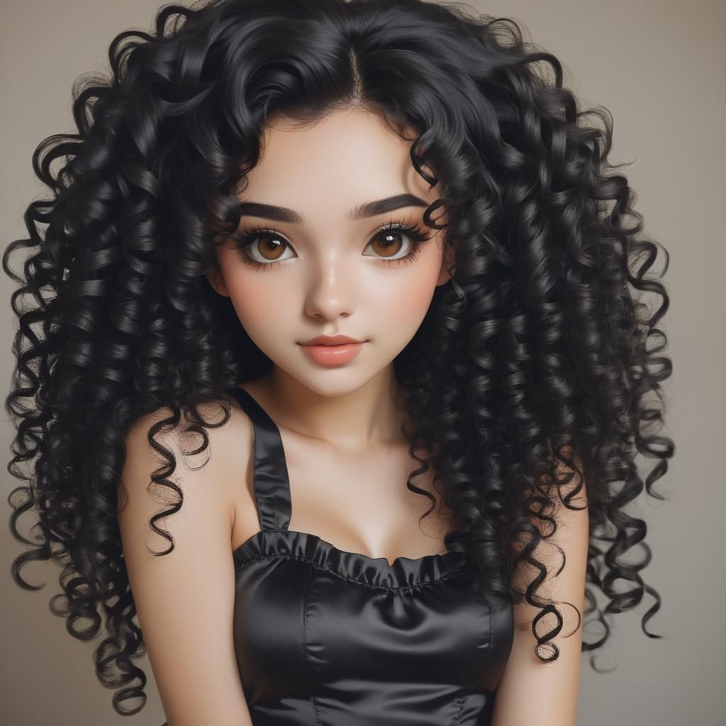 Dreamy Portrait of Teen Girl with Curly Hair