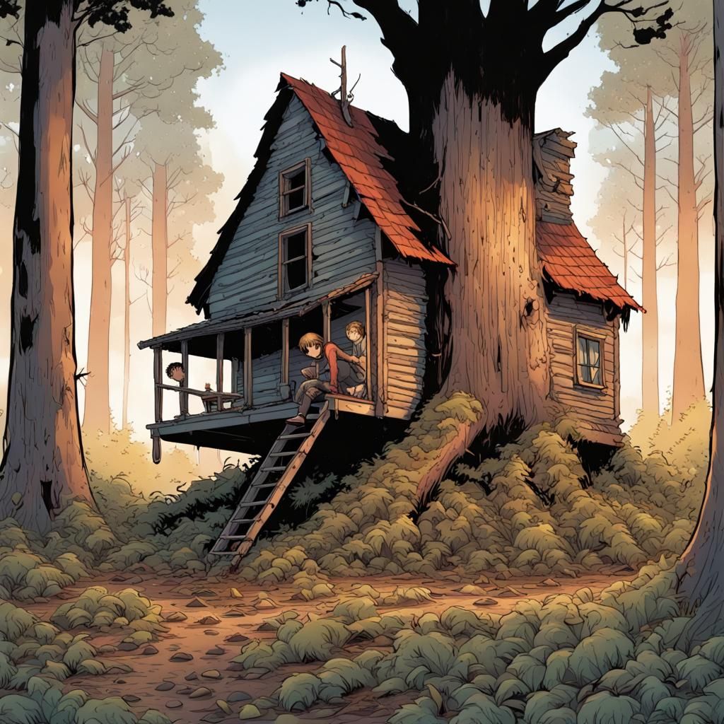 Treehouse Cabin Comic Book Art by Brooks and Mumford