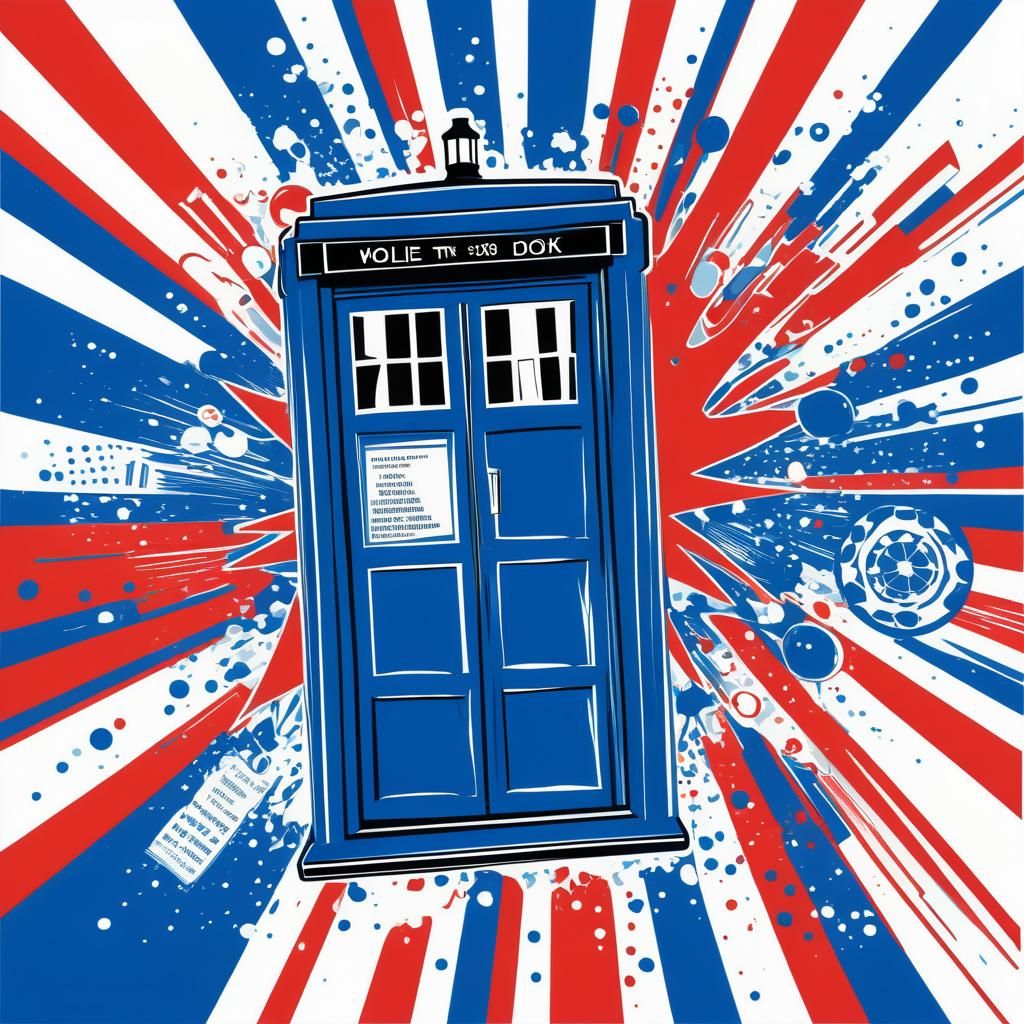 TARDIS in Pop Art Style Screen Print