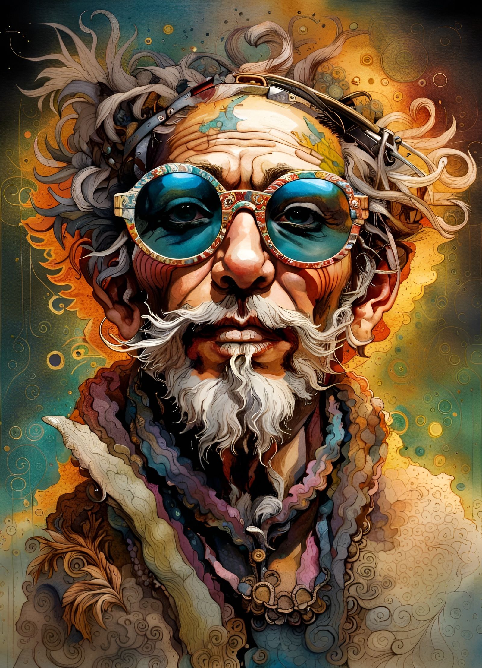 Funky Man in Ornate Sunglasses, Detailed Rendering