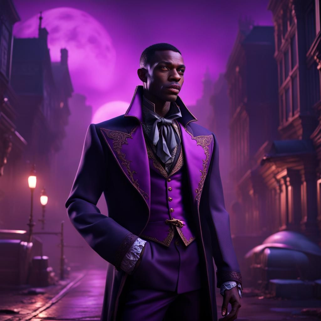 Black Vampire in Purple Zoot Suit Art