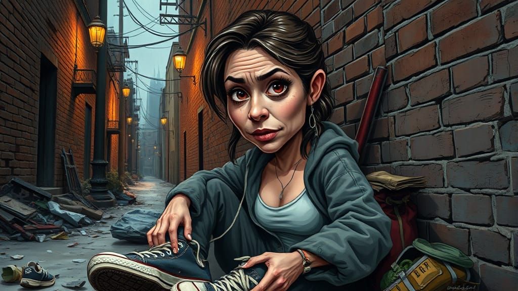 Gritty Portrait of a Homeless Young Woman