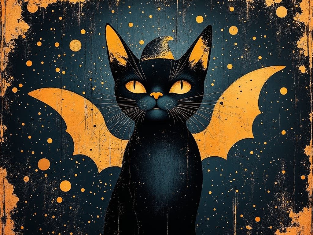 Mysterious Feline Enchantress in Cosmic Chiaroscuro