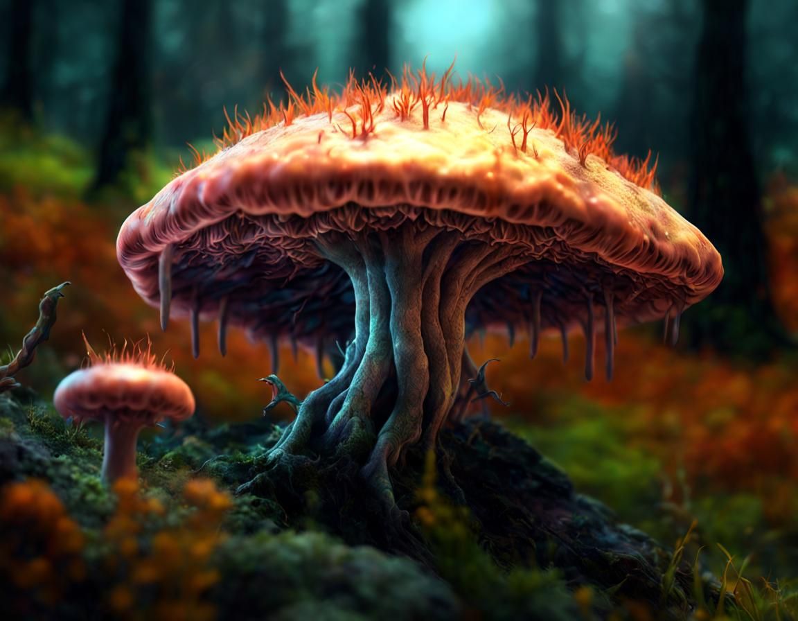 Sinister Humus Mycelium Portrait in Hyperrealistic Style