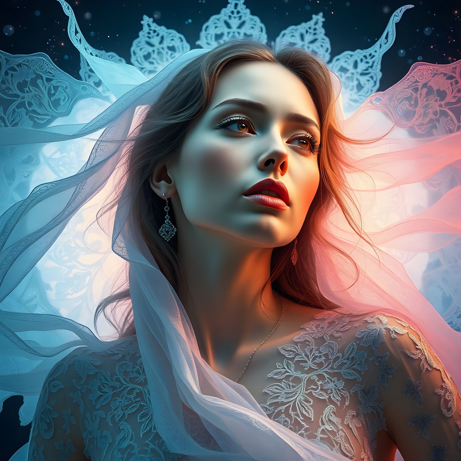 Celestial Azure Lace: An AI-Generated Image