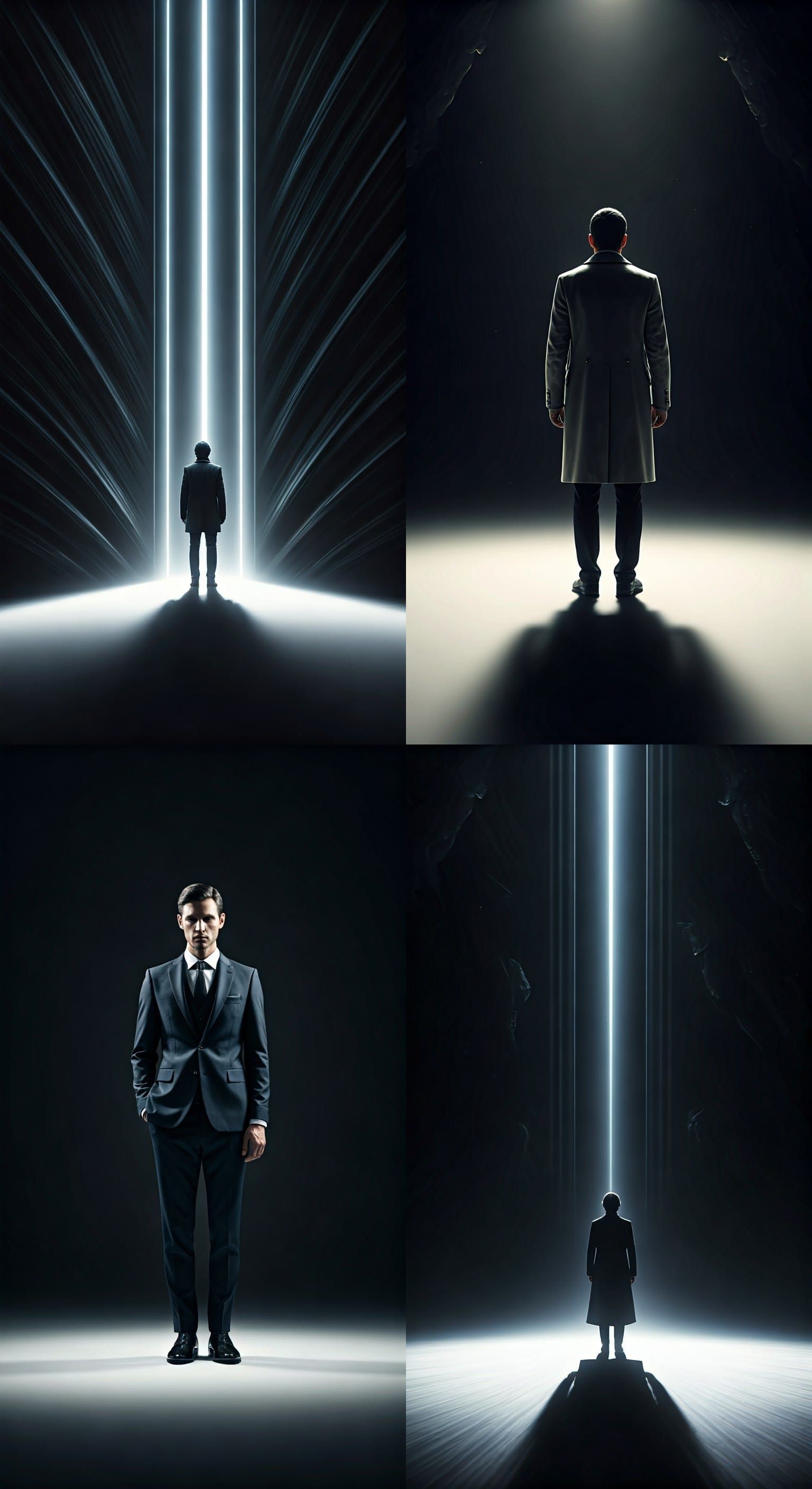 Figure on White Plane Faces Infinity in HDR