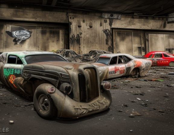 16k resolution, drag racing in a post-apocalyptic wasteland. Customized racing vehicles, made from salvaged parts and re...