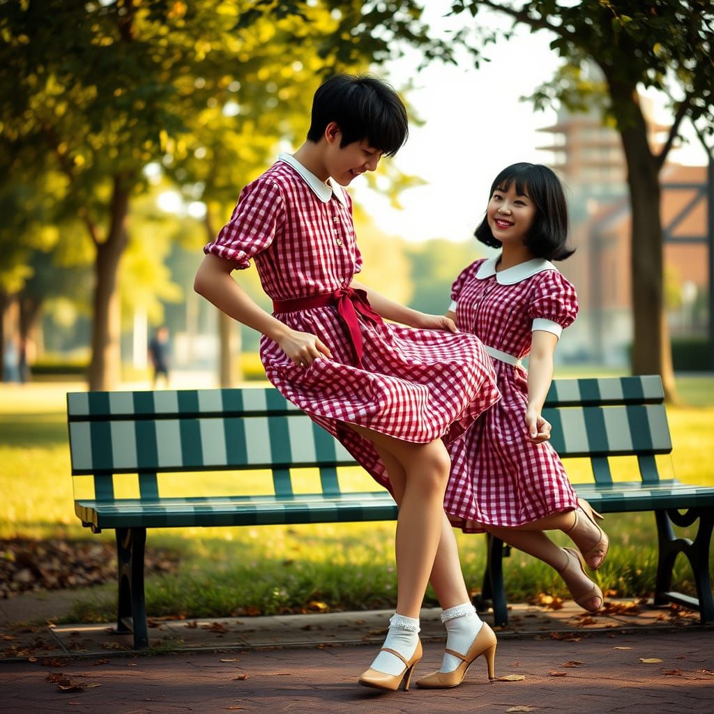 Whimsical Park Scene in Vibrant Colors