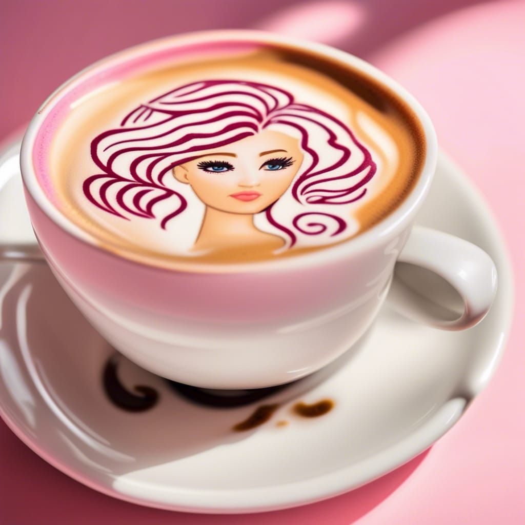 Barbie Latte Art Coffee Cup Photo