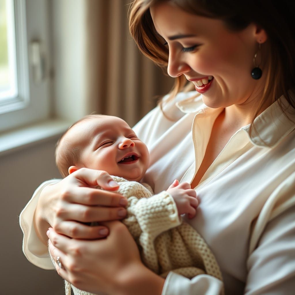 Surreal Mother's Love Unfolds in Tender Moment
