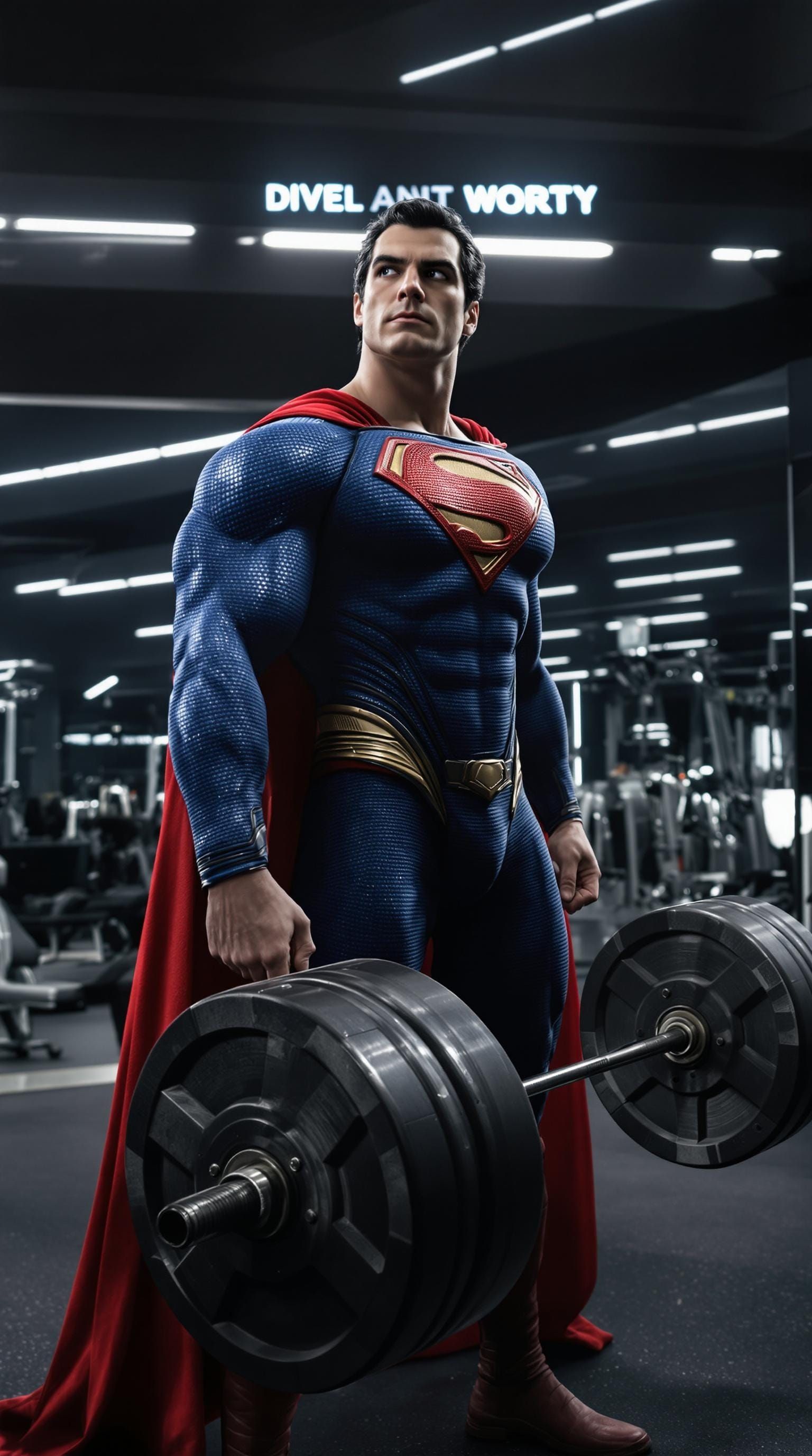 Superman in Modern Gym - Hyper-Realistic Art