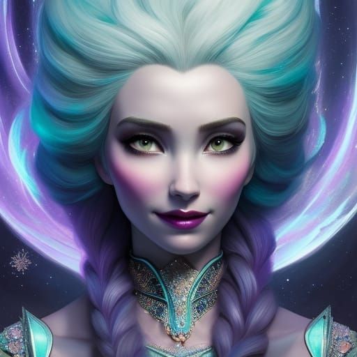 Majestic Nebula Goddess in Hyperdetailed Portrait