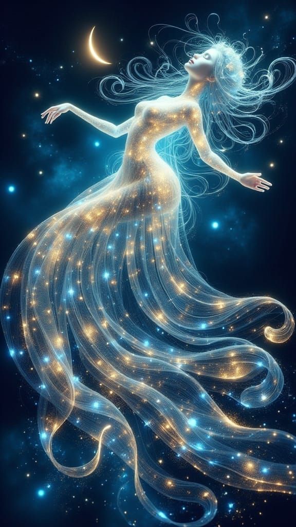 <lora:Fairy Lights:1.0> the veil shimmers with gold and blue...