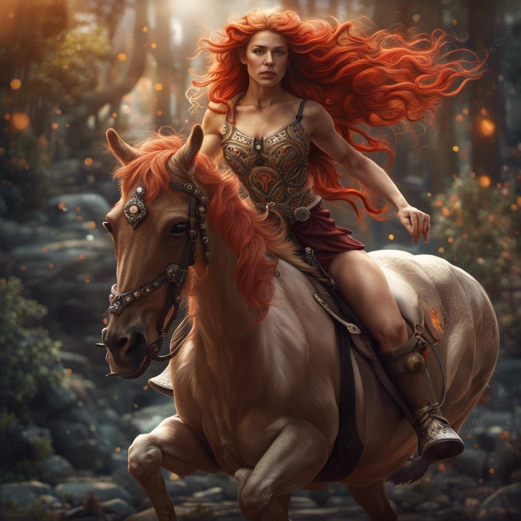 Beautiful Red-Haired Centaur in Hyperrealistic Fantasy Art