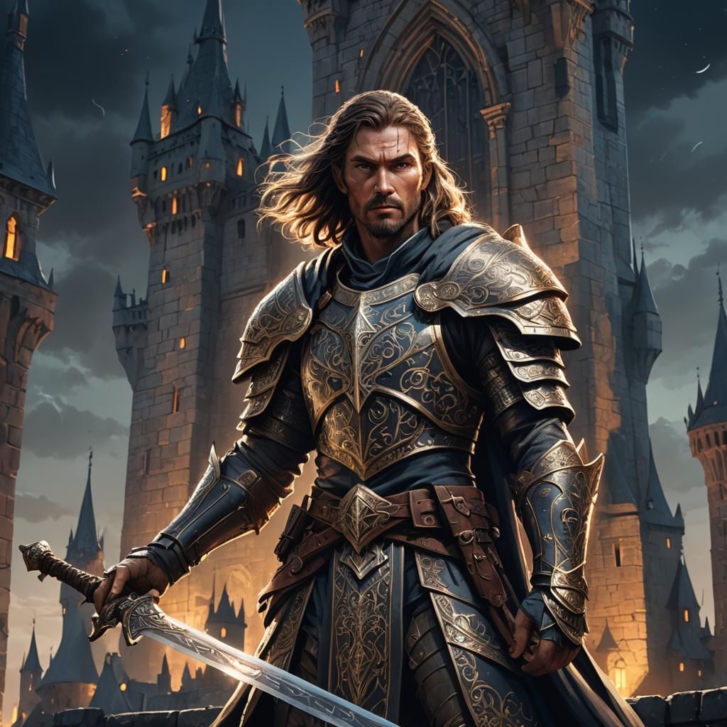 Ancient Warrior Aegis Overlooks Medieval Kingdom