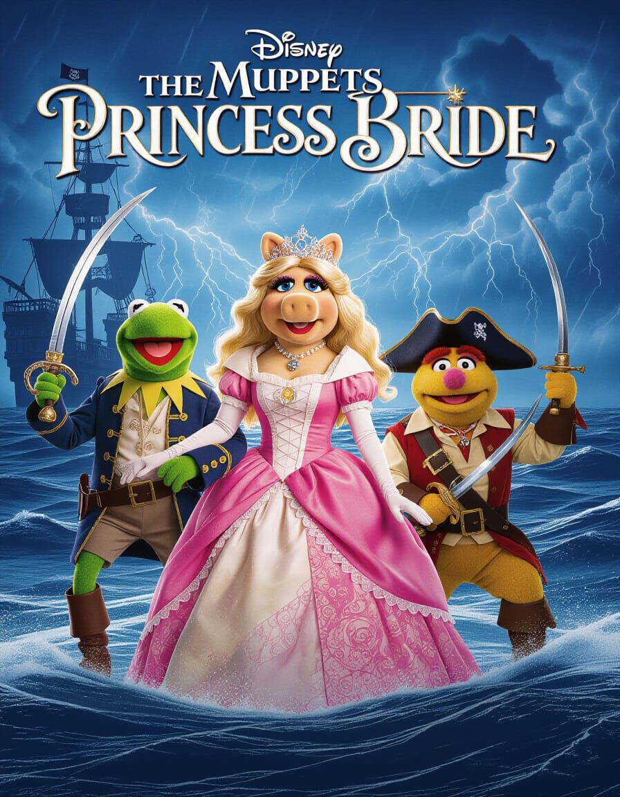 Muppets Princess Bride Movie Poster: Kermit as Westley