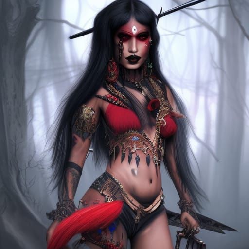 Gothic Tribal Warrior in Detailed Matte Painting