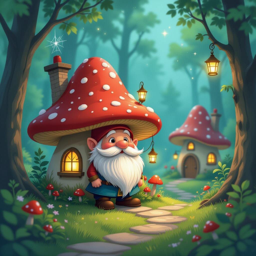 Whimsical Gnome Village in Enchanted Forest