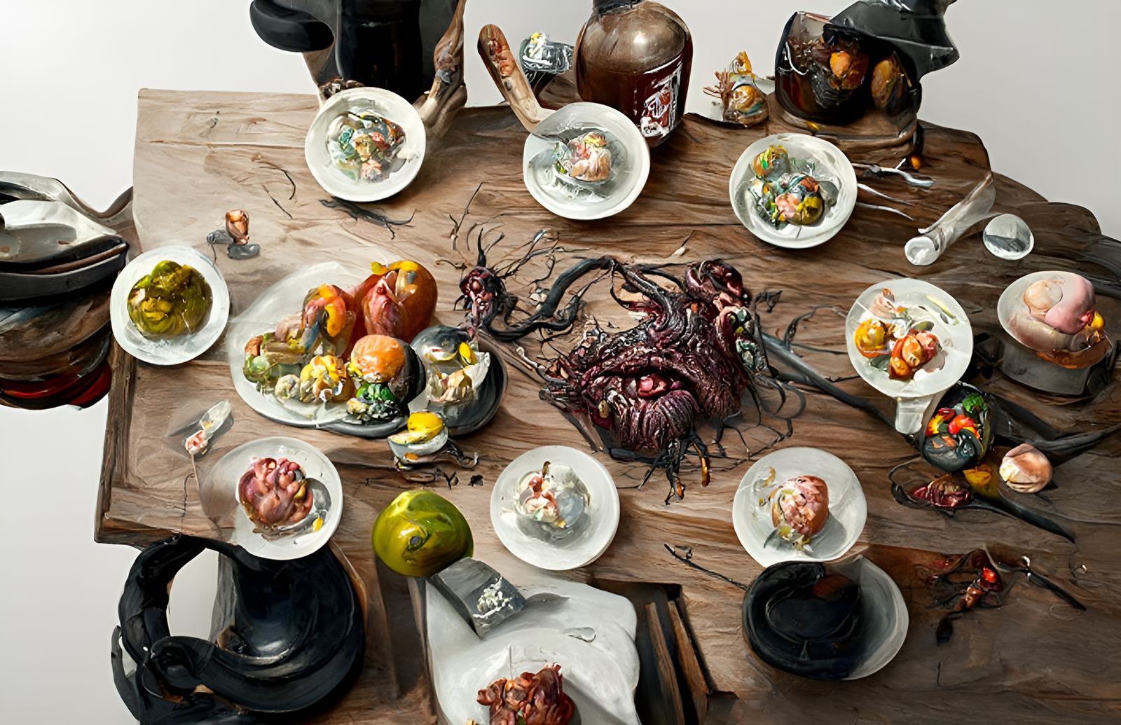 Terrifying Feast of Rotten Food in Lovecraftian Style