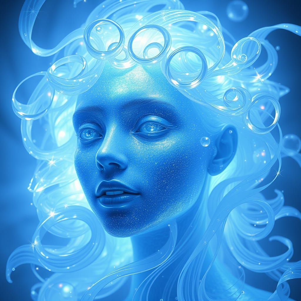 Radiant Blue Soul with Ethereal Glow