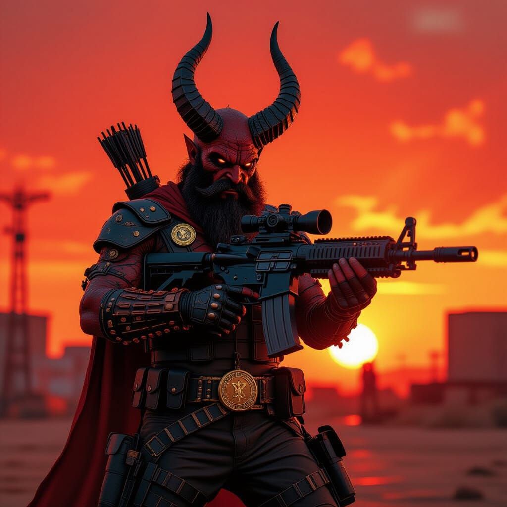 Dieselpunk Devil Wields Minigun in Avernus Apocalypse