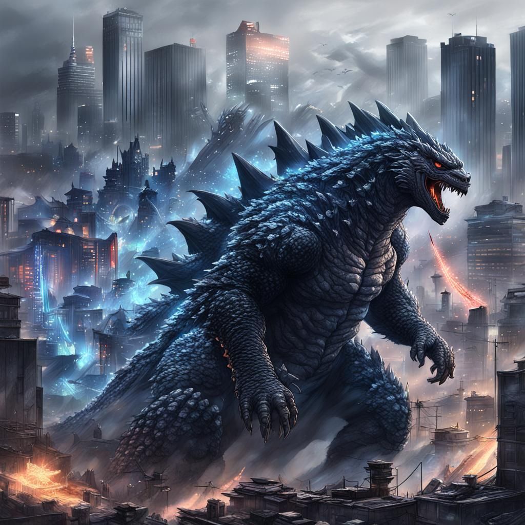 Godzilla's 3D Anime Rampage in Japanese City