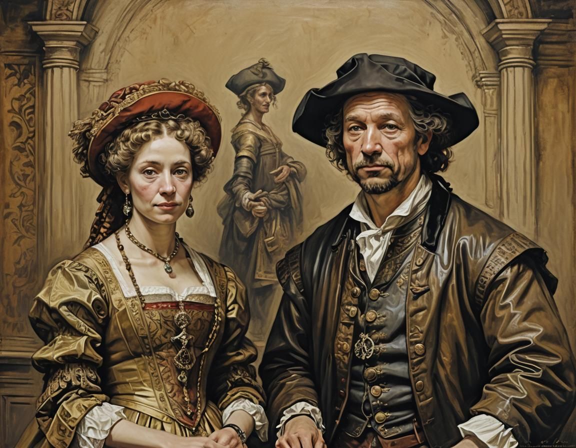 Adam and Eve in the Style of Rembrandt