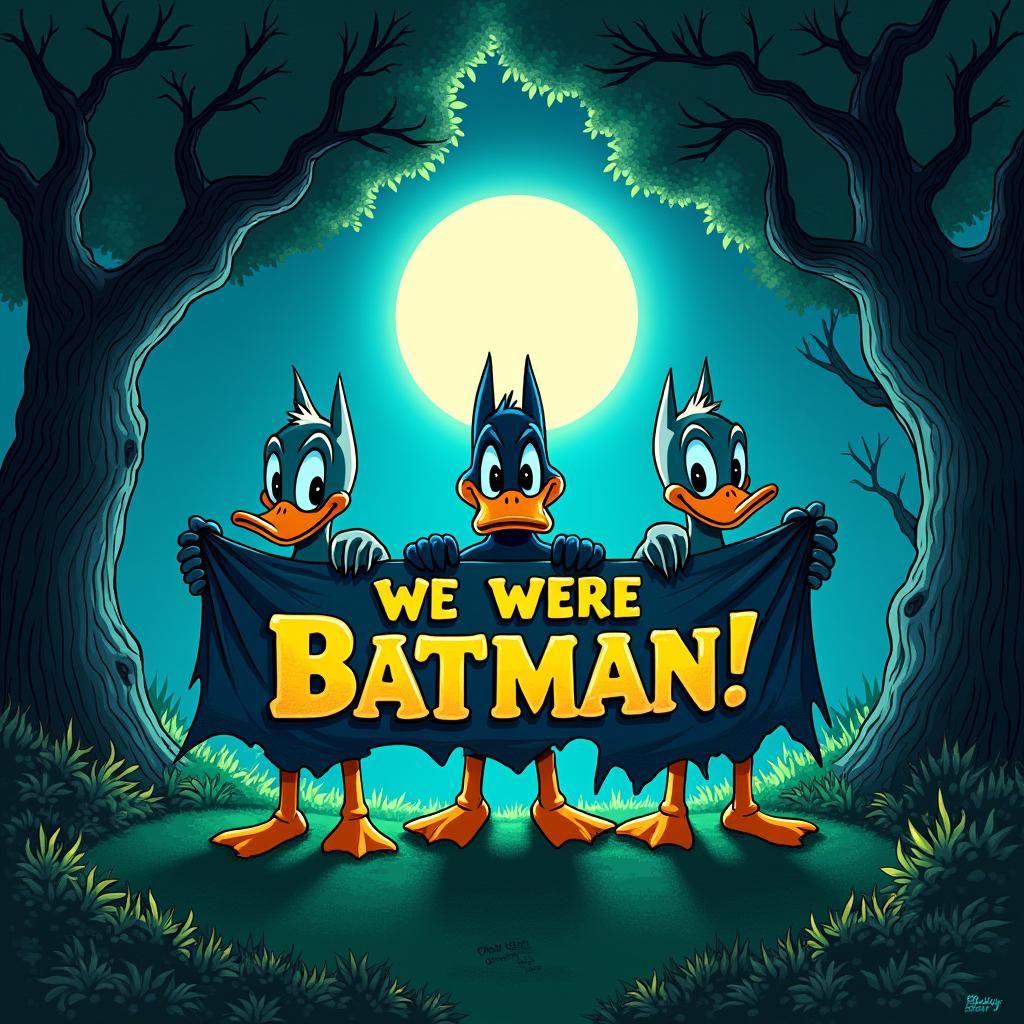 Ghostly Trio's Batman Banner: 80s Comic Art