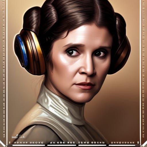 Princess Leia Postage Stamp Art Nouveau Portrait