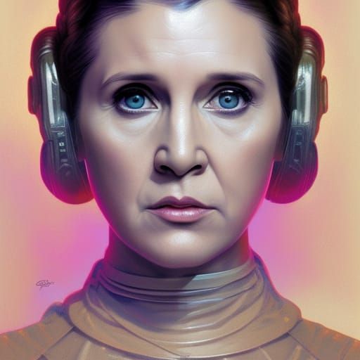 Princess Leia Postage Stamp Art Nouveau Portrait
