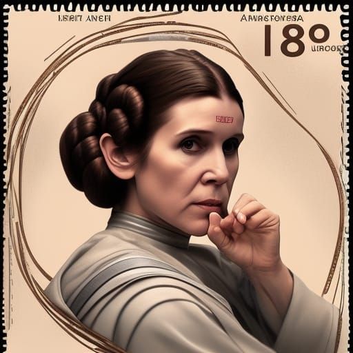Princess Leia Postage Stamp Art by Rutkowski