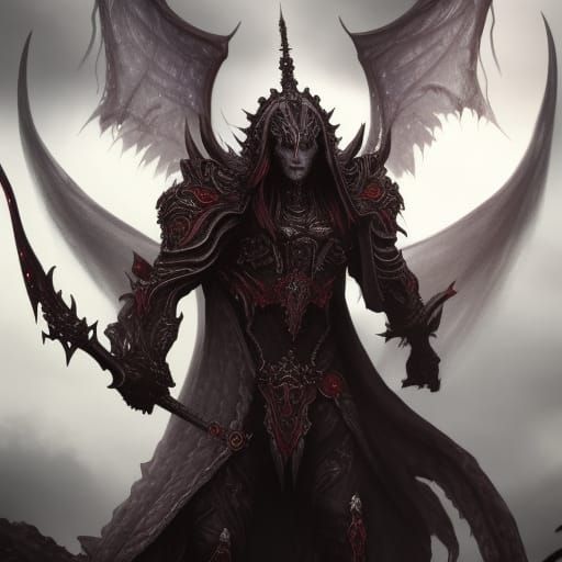 Vampire Raven Knight King on Bone Throne