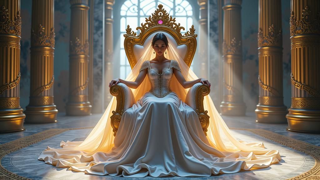 Ethereal Throne Room with Regal Figure