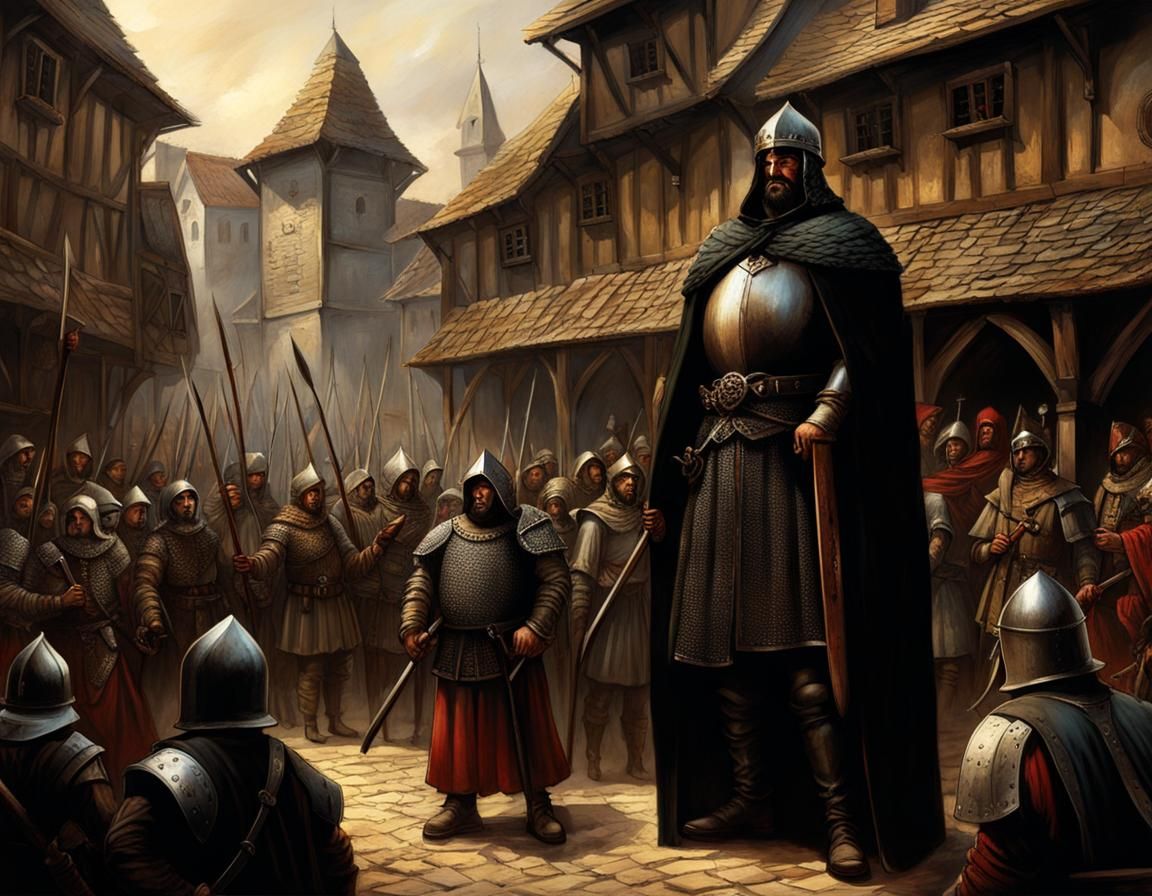 Medieval Executioner Awaits Task in Market Square