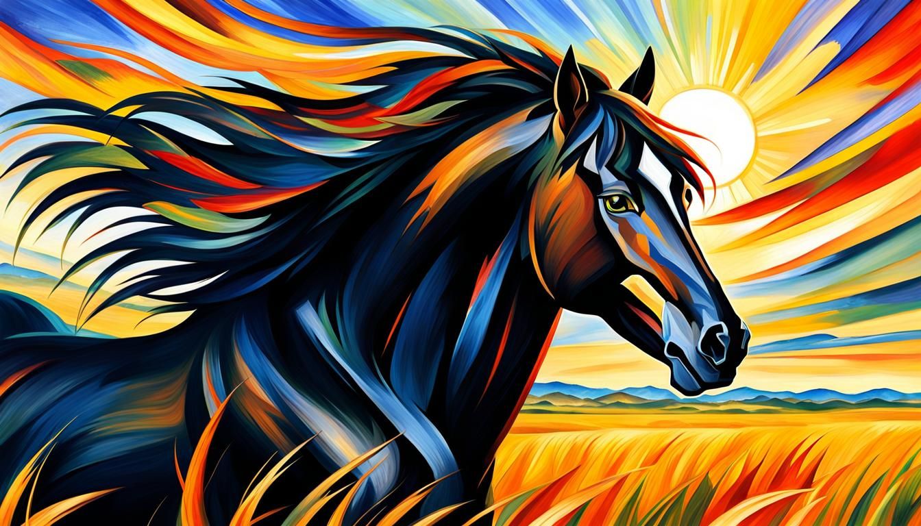 Powerful Mustang Stallion in Expressionist Style