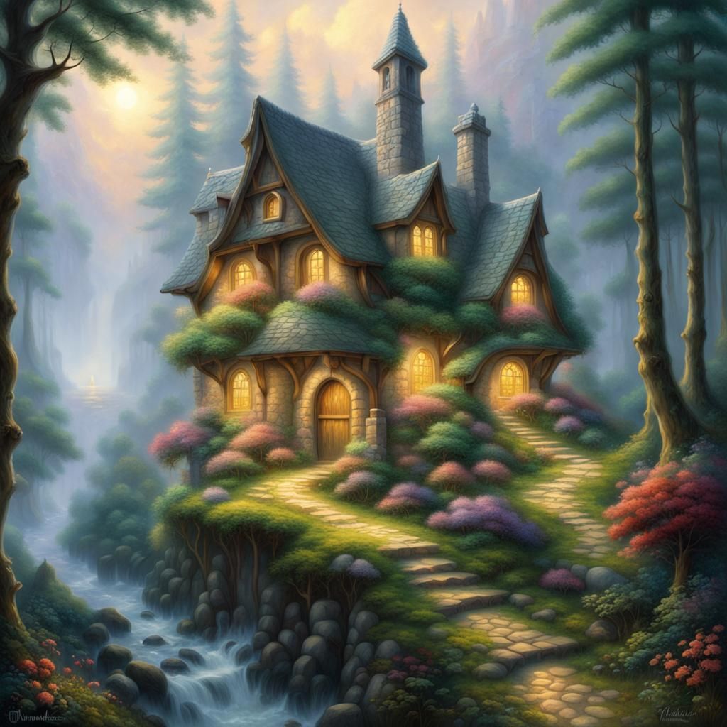 Enchanted Dwarven Home in Mystical Forest