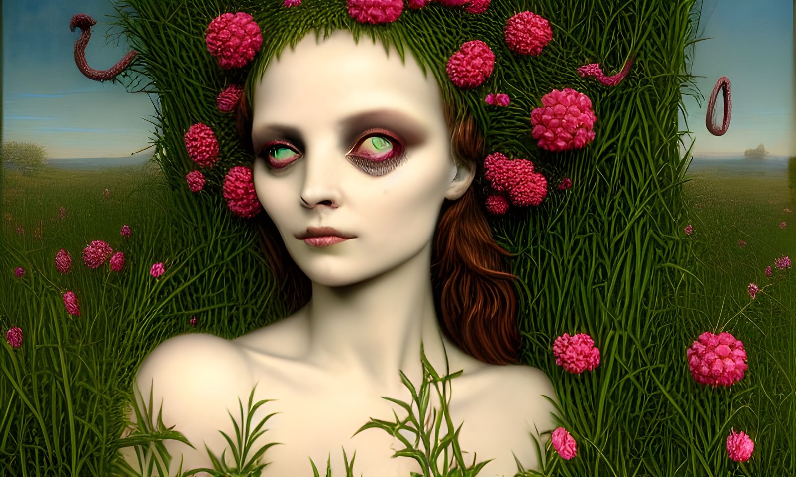 Beautiful Sorceress Relaxing in Hay, Hyperrealistic