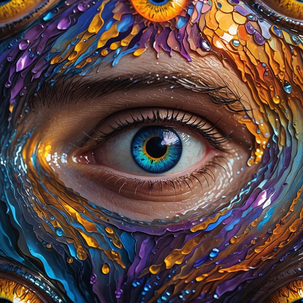 Surreal Eye Reflecting River and Sunrise