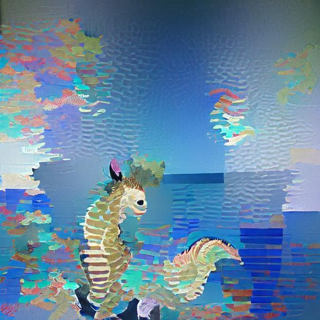 Glitched Seahorse Digital Art