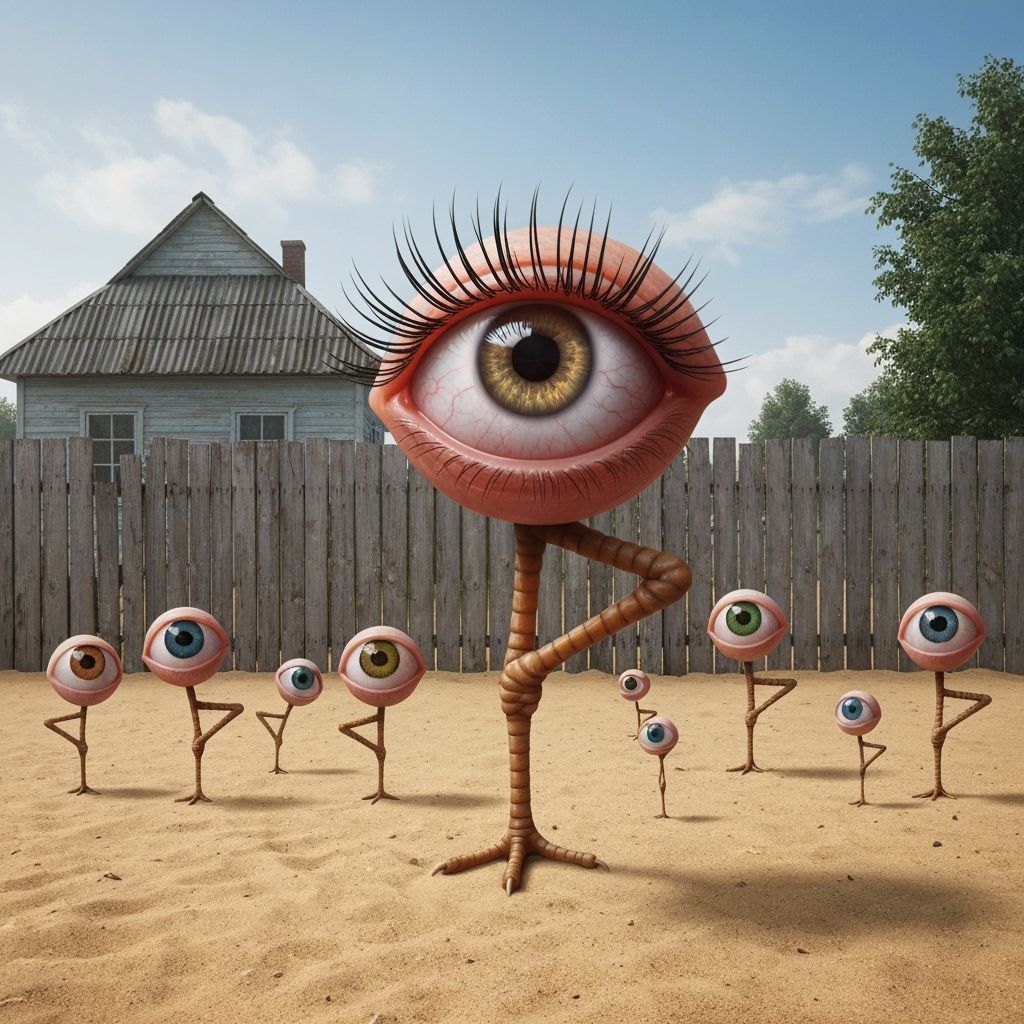 Hyperreal Creatures with Single Eyes on Chicken Legs