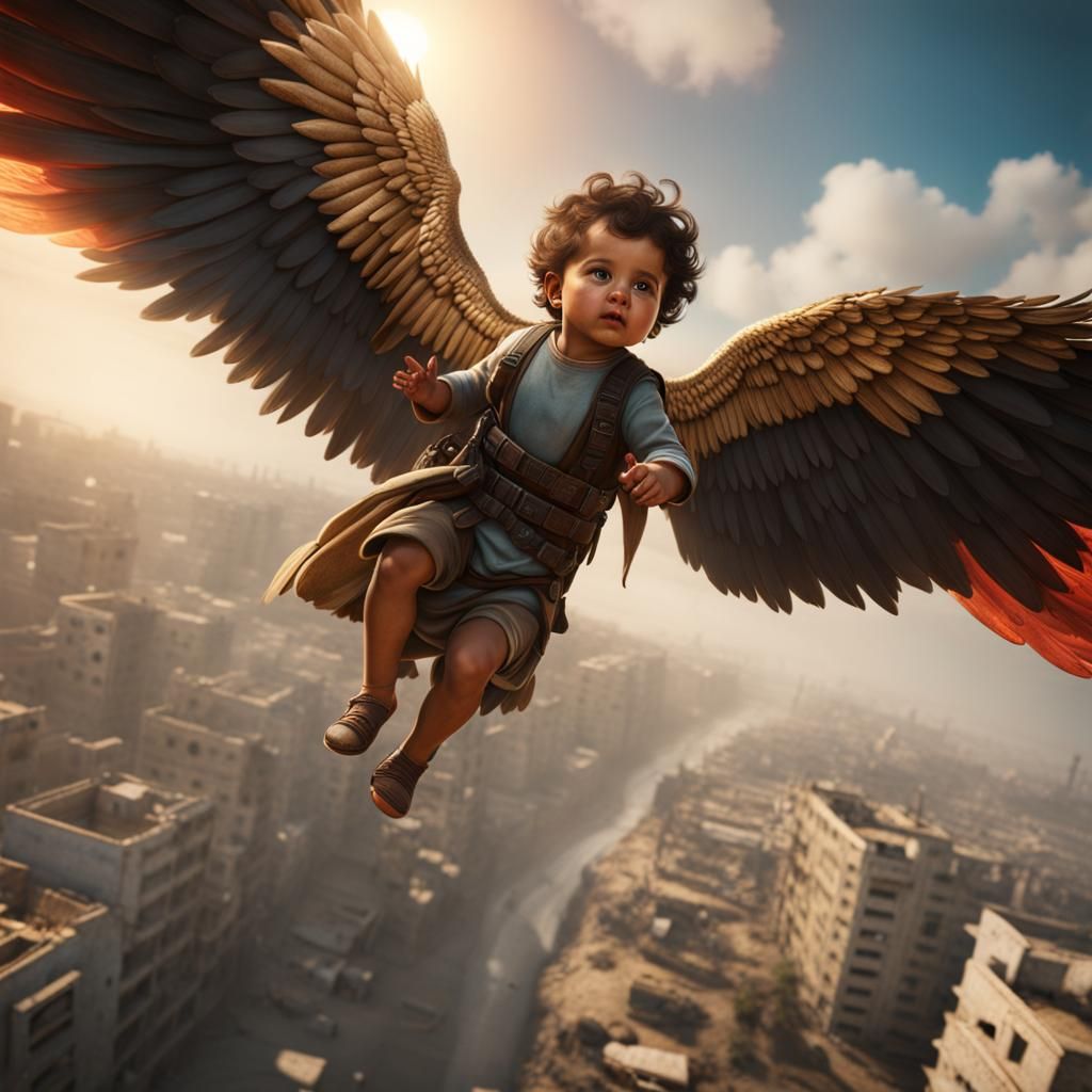 Palestinian Baby Angel Soaring Over Gaza