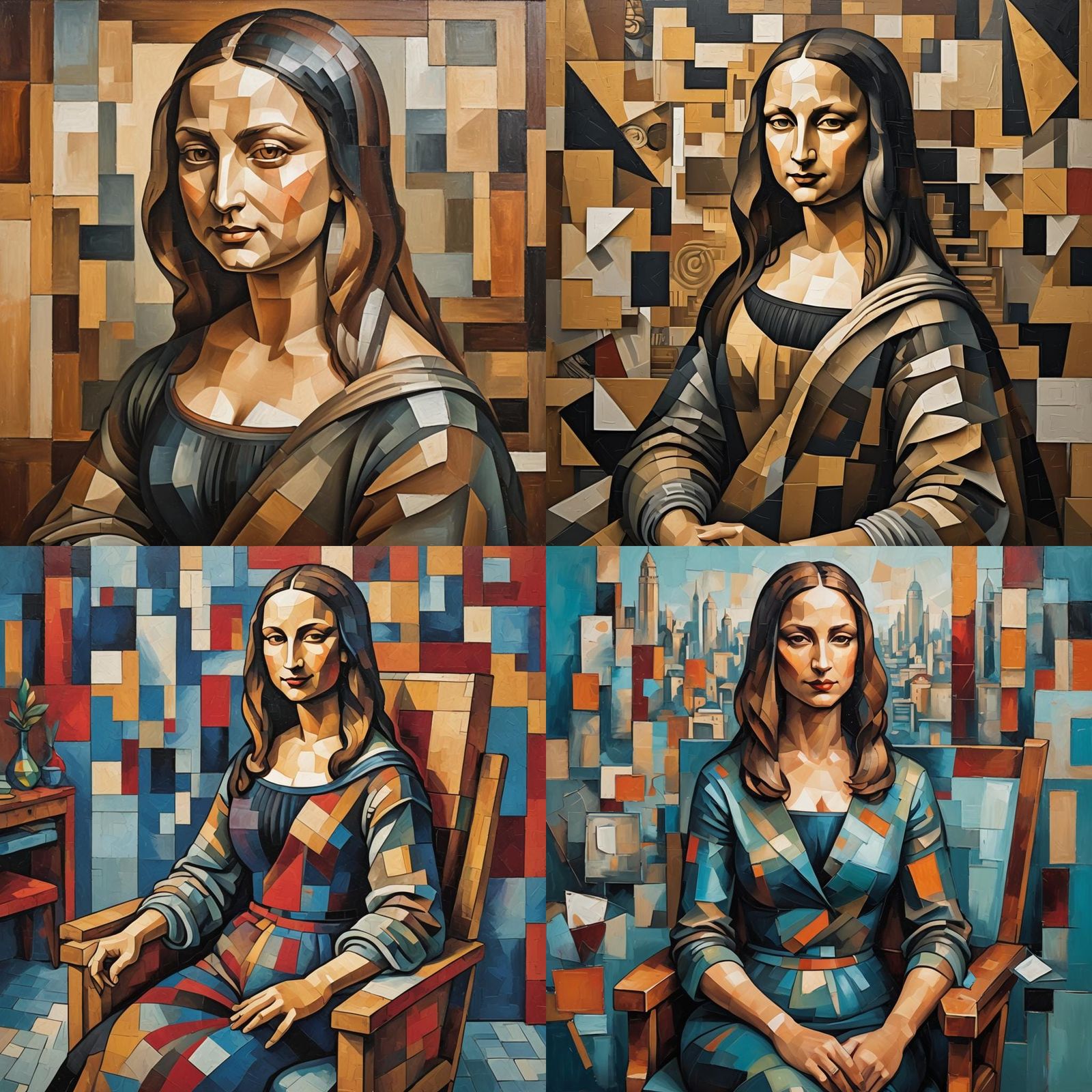 Mona Lisa in Cubist Style