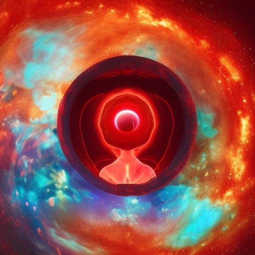 Holographic Cosmic Illustration in Pablo Amaringo Style