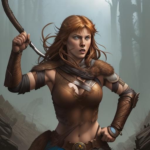 Aela the Huntress in Comic Book Art Style