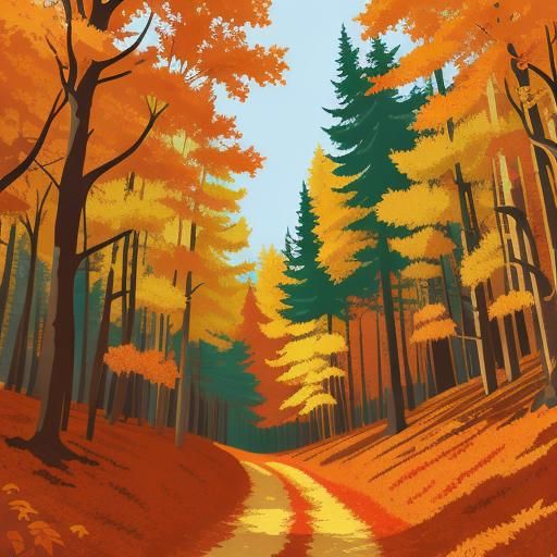 Fox in Bright Autumn Forest Vector Art