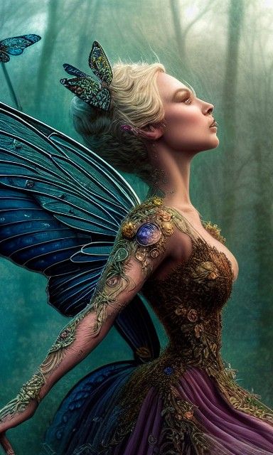 Detailed Fairy Portrait in Noir Coloration