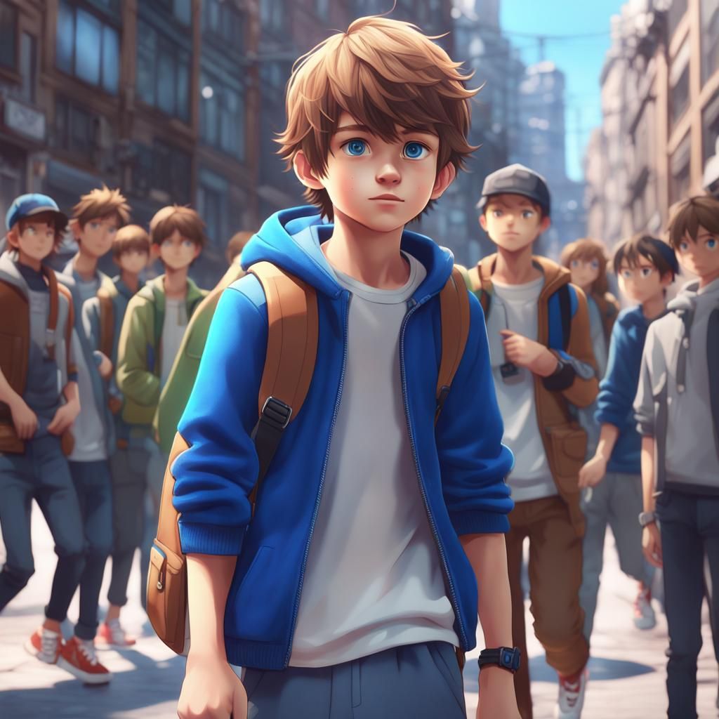 Boy with Sneakers in Urban Pixar Style