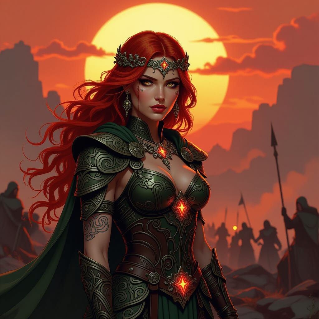 Celtic Warrior Queen in Art Nouveau Style