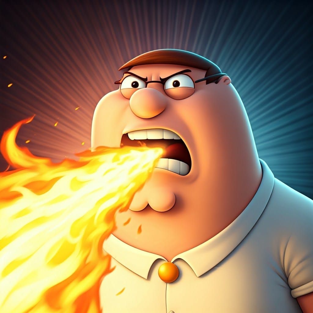 Peter Griffin Roars with Fury in Vibrant Digital Art